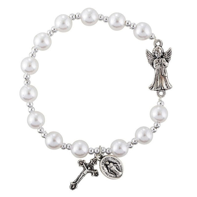 Pulsera Rosario de Perlas Ángel de la Guarda