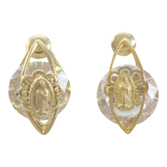Aretes de la Virgen de Guadalupe piedra de cristal
