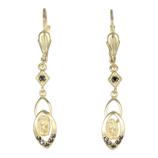 Aretes de la Virgen de Guadalupe piedra negra