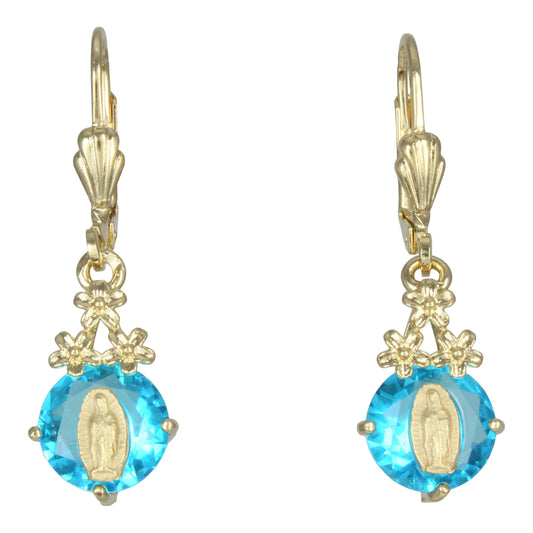 Aretes de la Virgen de Guadalupe piedra azul