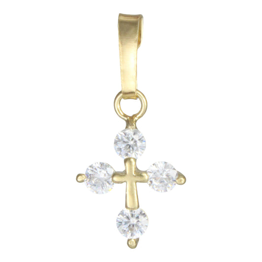 Dije Cristal Zircon chapa de oro 14K con cadena