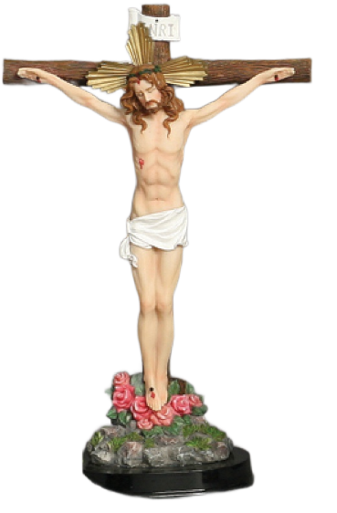 Crucifijo de madera  con base