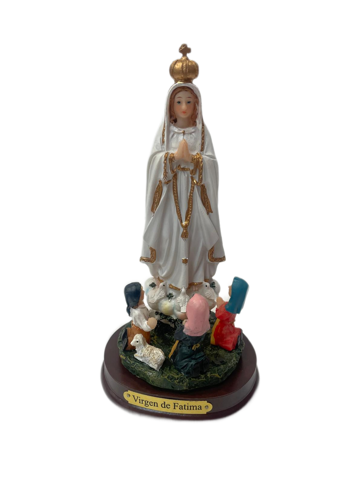 Cerámica: Fátima con niños 6 pulgadas