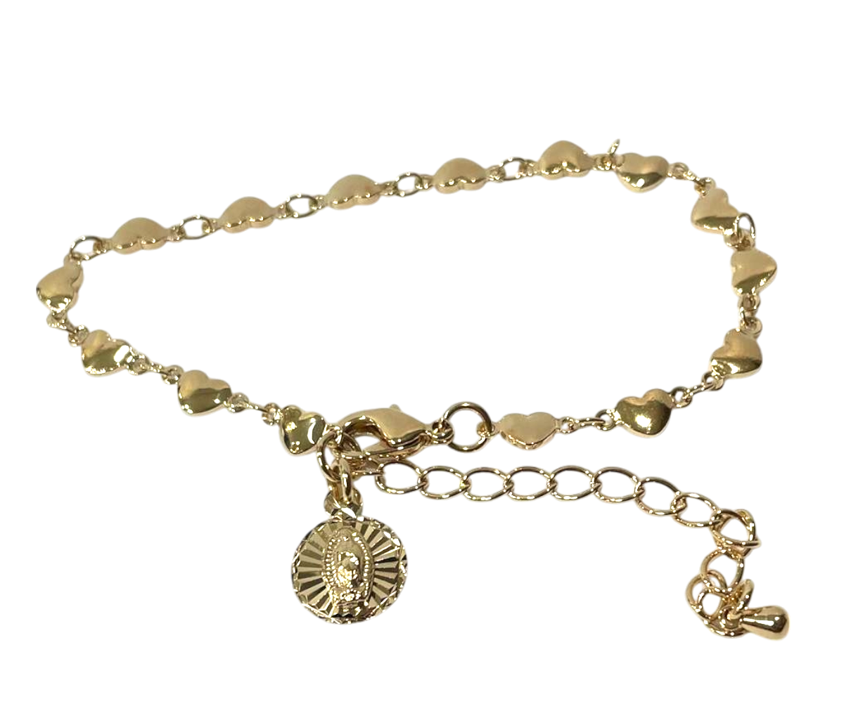Pulsera Virgen de Guadalupe de corazones