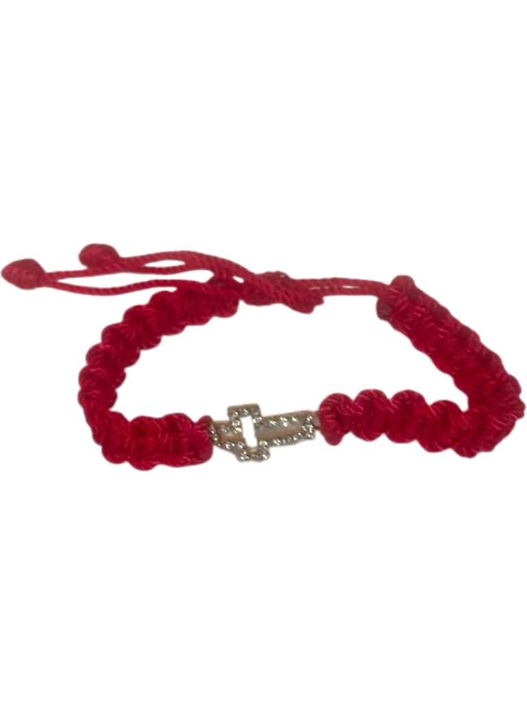 Pulsera roja con crucifijo