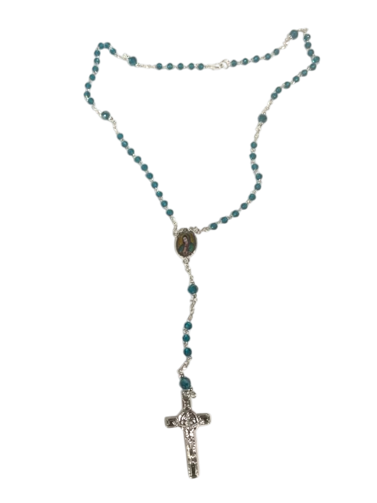 Rosario de la Virgen de Guadalupe azul- chico