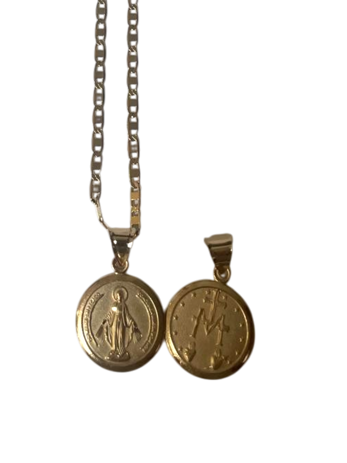 Dije de la Virgen Milagrosa en chapa de oro