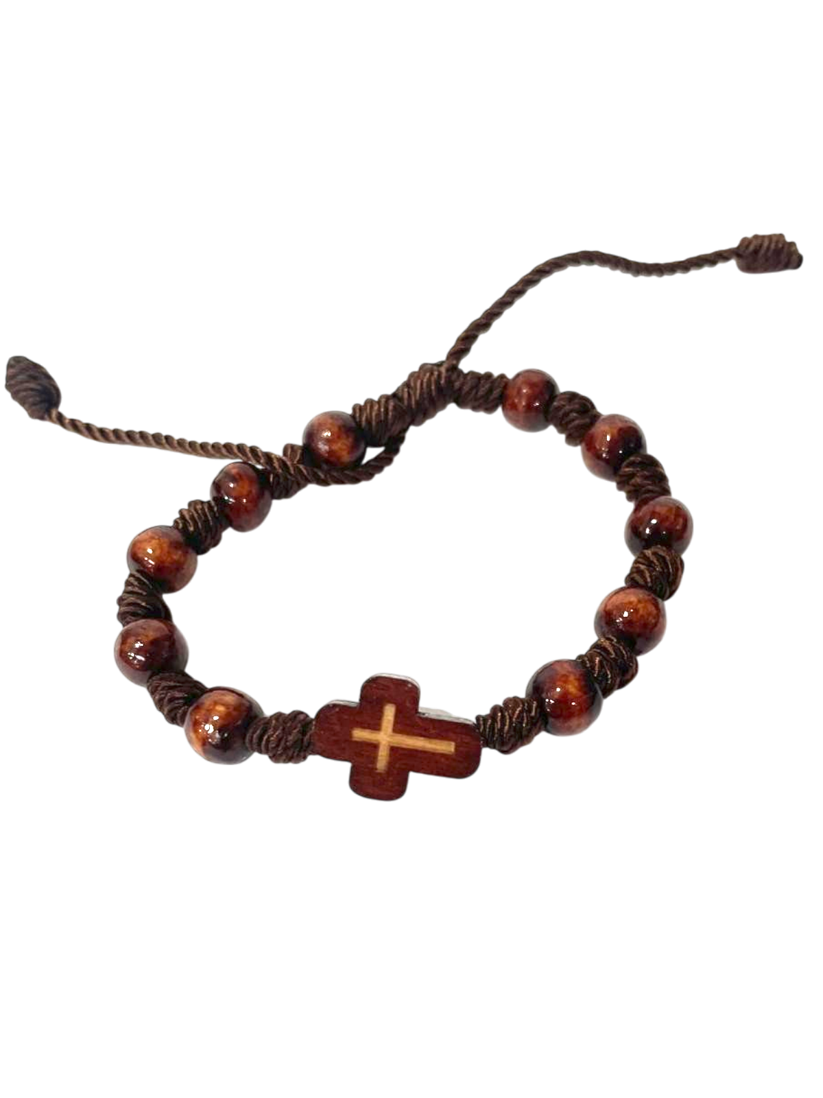 Pulsera de madera con cruz
