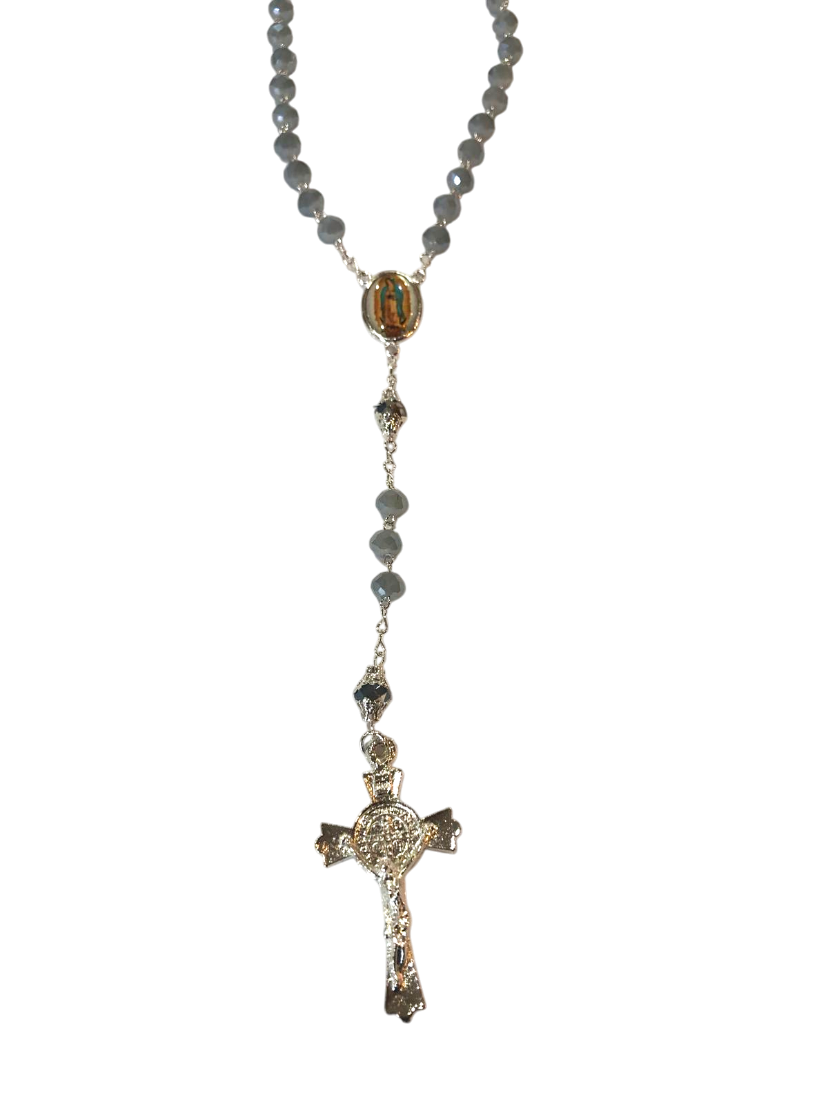 Rosario Virgen de Guadalupe plateado