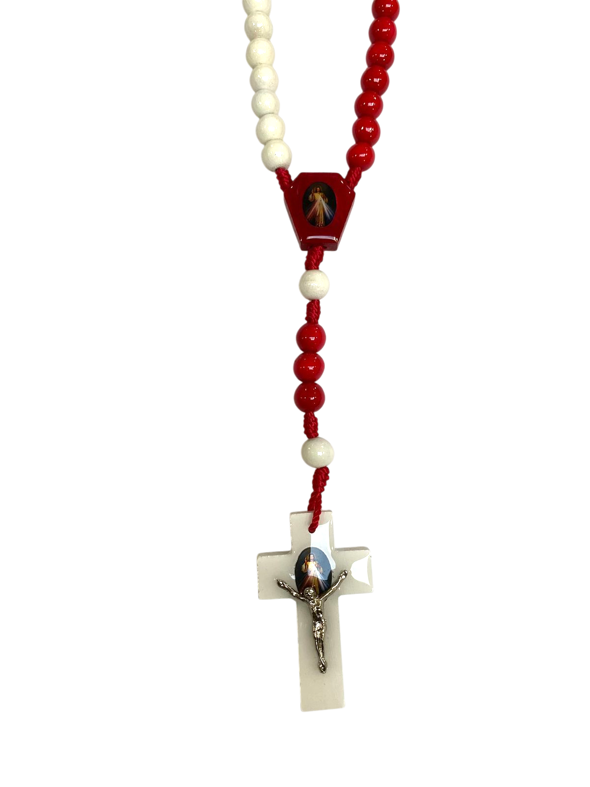 Rosario Señor de la Misericordia rojo con blanco