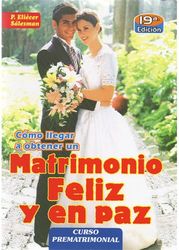 En Santa Maria del Monte, tienda católica,nuestra meta es evangelizar y nuestros productos nos ayudan a hacerlo, por eso te presentamos este libro:¨El Matrimonio Feliz y en paz¨que es la alianza que el hombre y la mujer hacen entre sí con los fines de conseguir el mayor bien para ellos dos, y la generación y buena educación de los hijos.Esta alianza fue elevada por Cristo a la dignidad de sacramento.Disfrútalo y ayúdanos a llevar el mensaje de Cristo. ¡Se parte de Nuestra Mision!