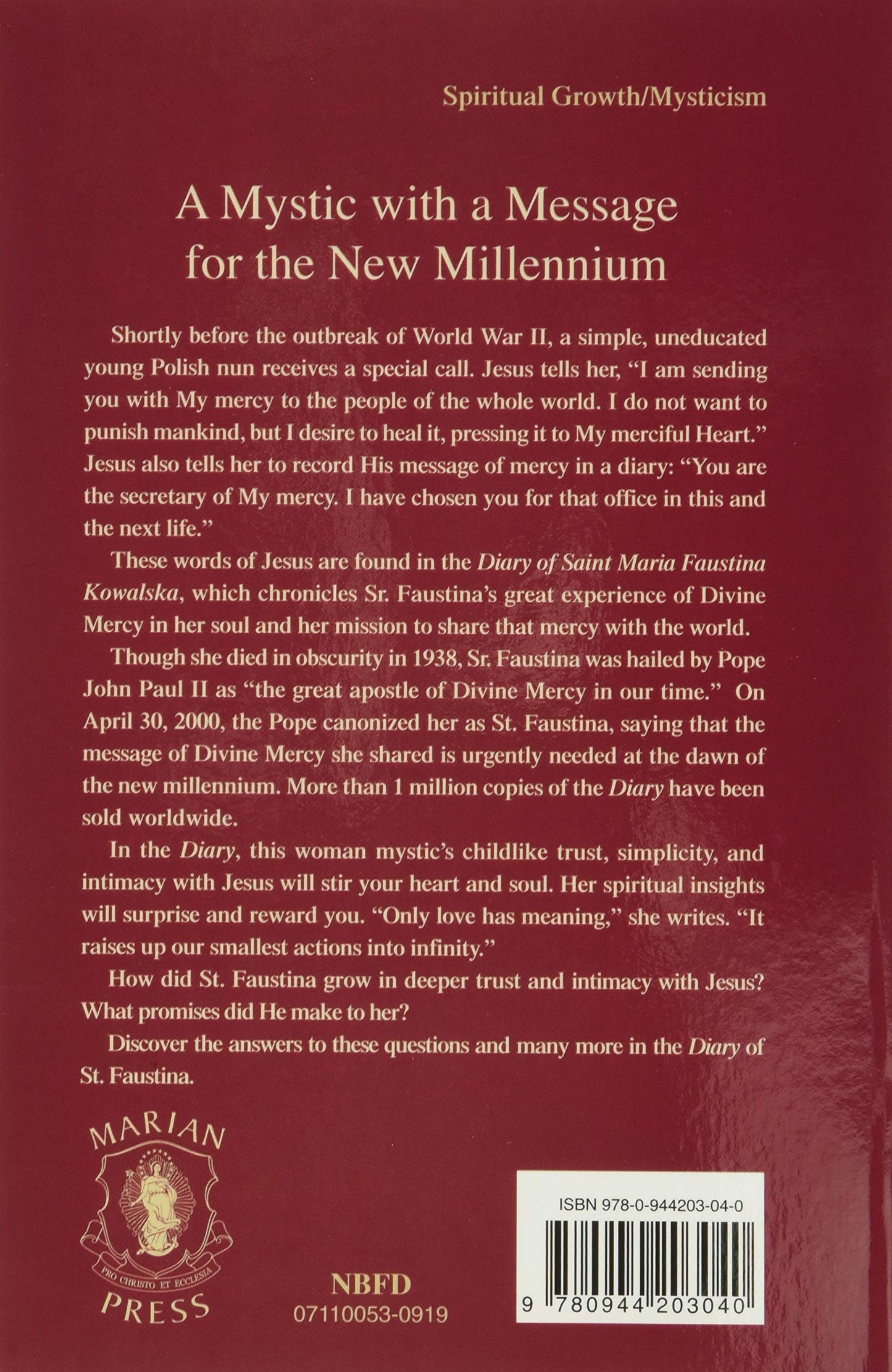 Diary of Saint Maria Faustina Kowalska - Large