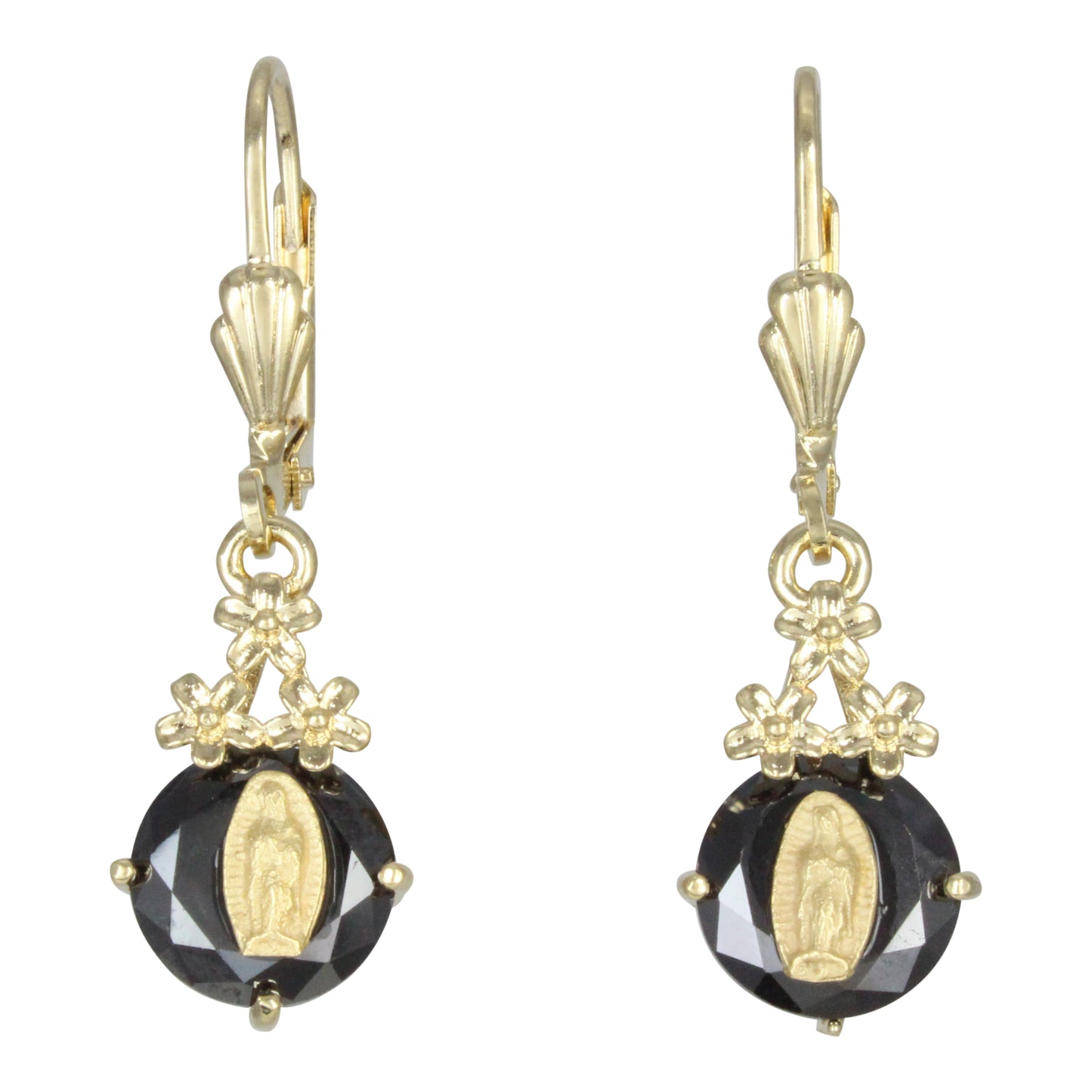Arete de la virgen de Guadalupe negro| Joyería Católica
