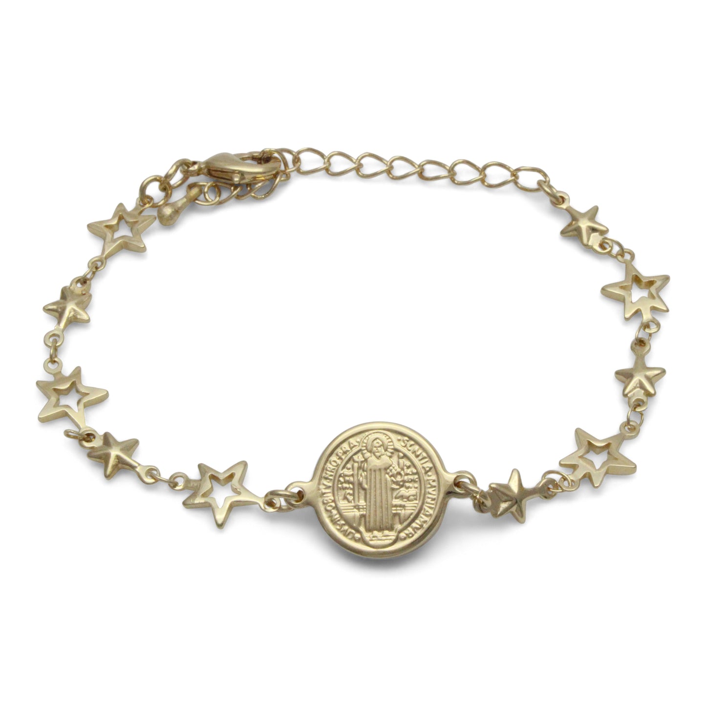 Pulsera de San Benito en chapa de oro 14K