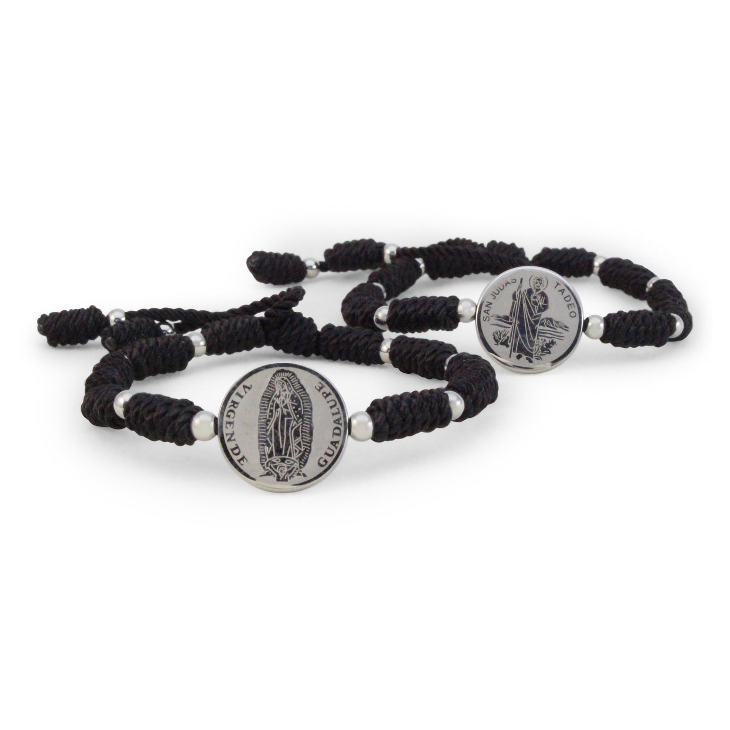 Pulsera de hilo de la Virgen de Guadalupe y San Judas- medalla chapa oro