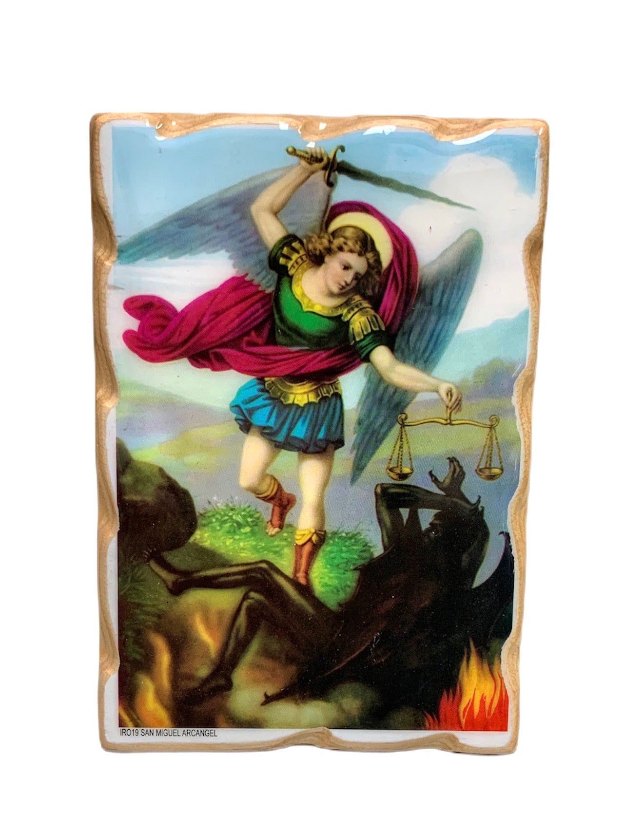 En Santa Maria del Monte tienda católica nuestra meta es evangelizar y nuestros productos nos ayudan a hacerlo, por eso te presentamos este retablo de San Miguel Arcangel en nuestra sección de Arte Sacro. Disfrútalo y ayúdanos a llevar el mensaje de Cristo.
