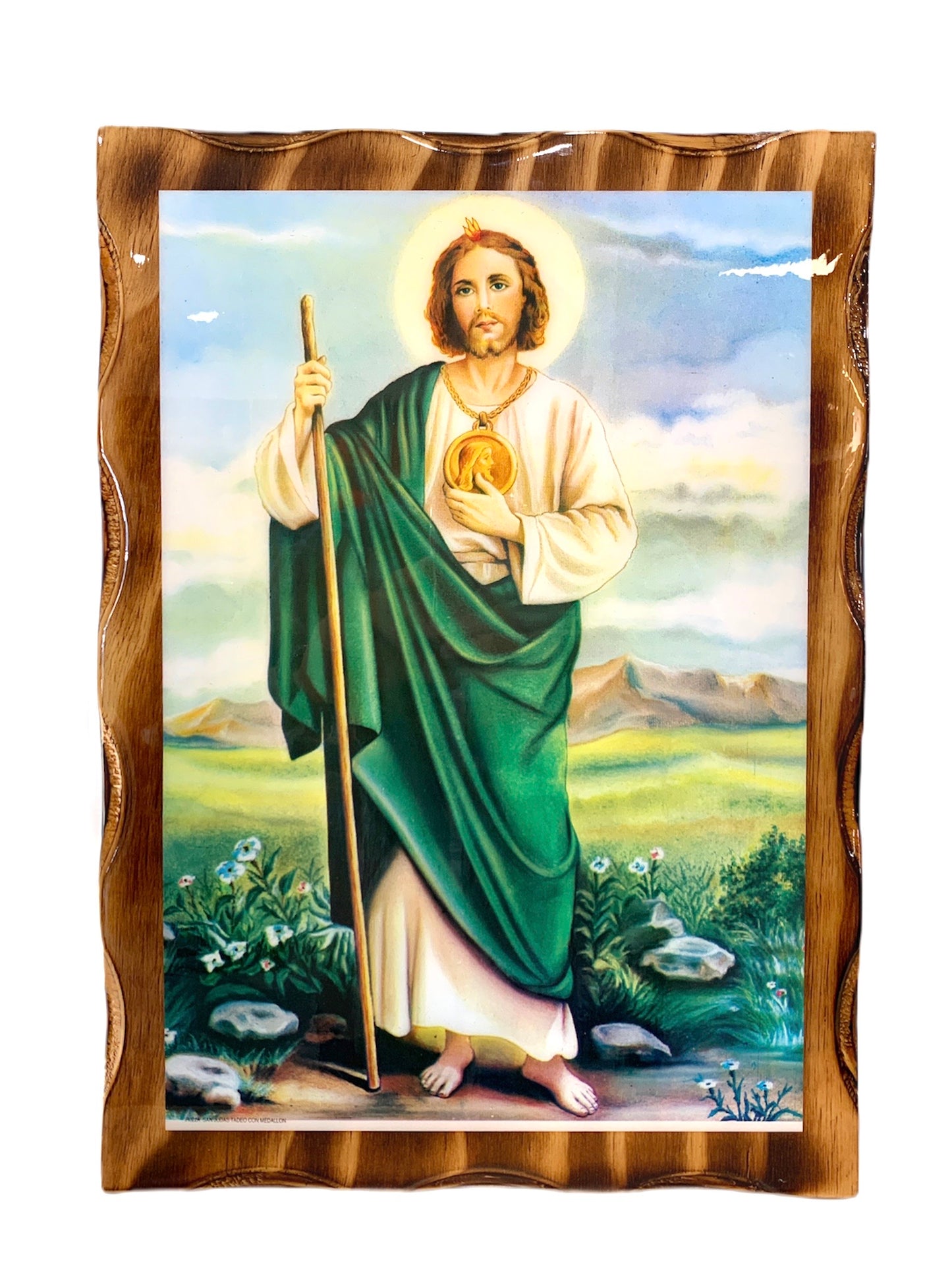 En Santa Maria del Monte tienda Católica nuestra meta es evangelizar y nuestros productos nos ayudan a hacerlo, por eso te presentamos este cuadro de San Judas en nuestra sección de Arte Sacro. Disfrútalo y ayúdanos a llevar el mensaje de Cristo. Nuestros productos hablan por sí solos