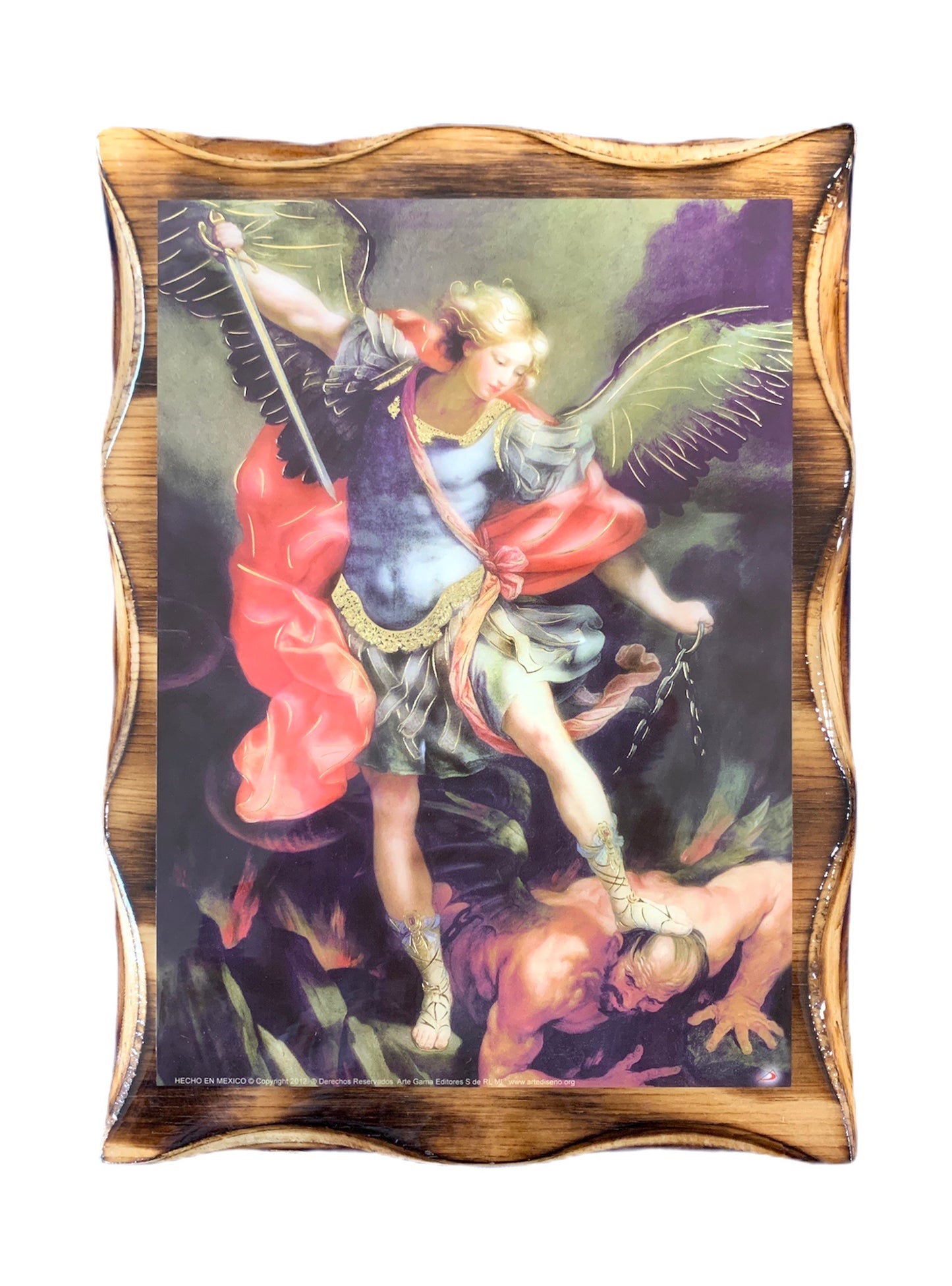 En Santa Maria del Monte tienda Católica nuestra meta es evangelizar y nuestros productos nos ayudan a hacerlo, por eso te presentamos este cuadro de San Miguel Arcángel en nuestra sección de Arte Sacro. Disfrútalo y ayúdanos a llevar el mensaje de Cristo. Nuestros productos hablan por sí solos