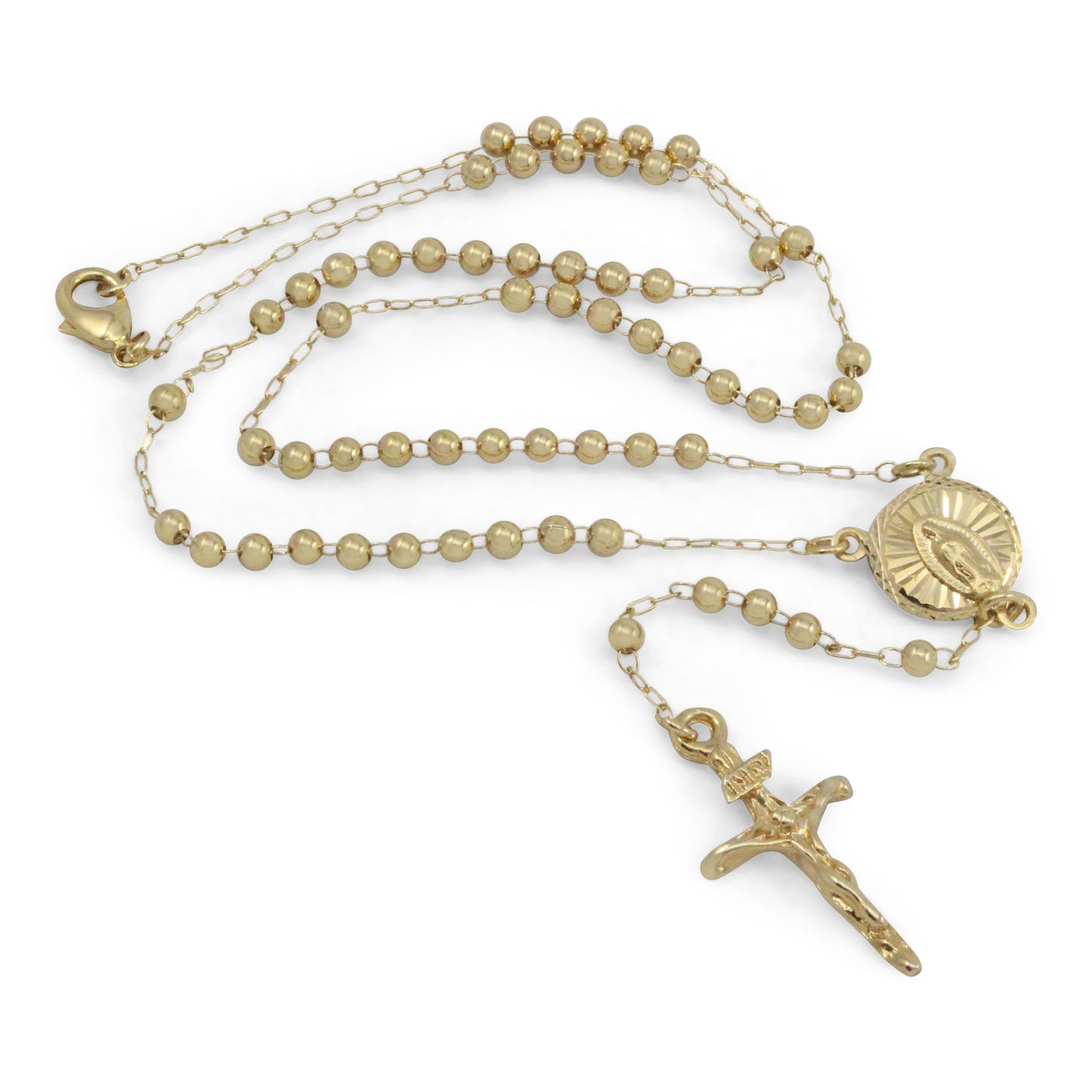 Rosario de la Virgen de Guadalupe en chapa de oro