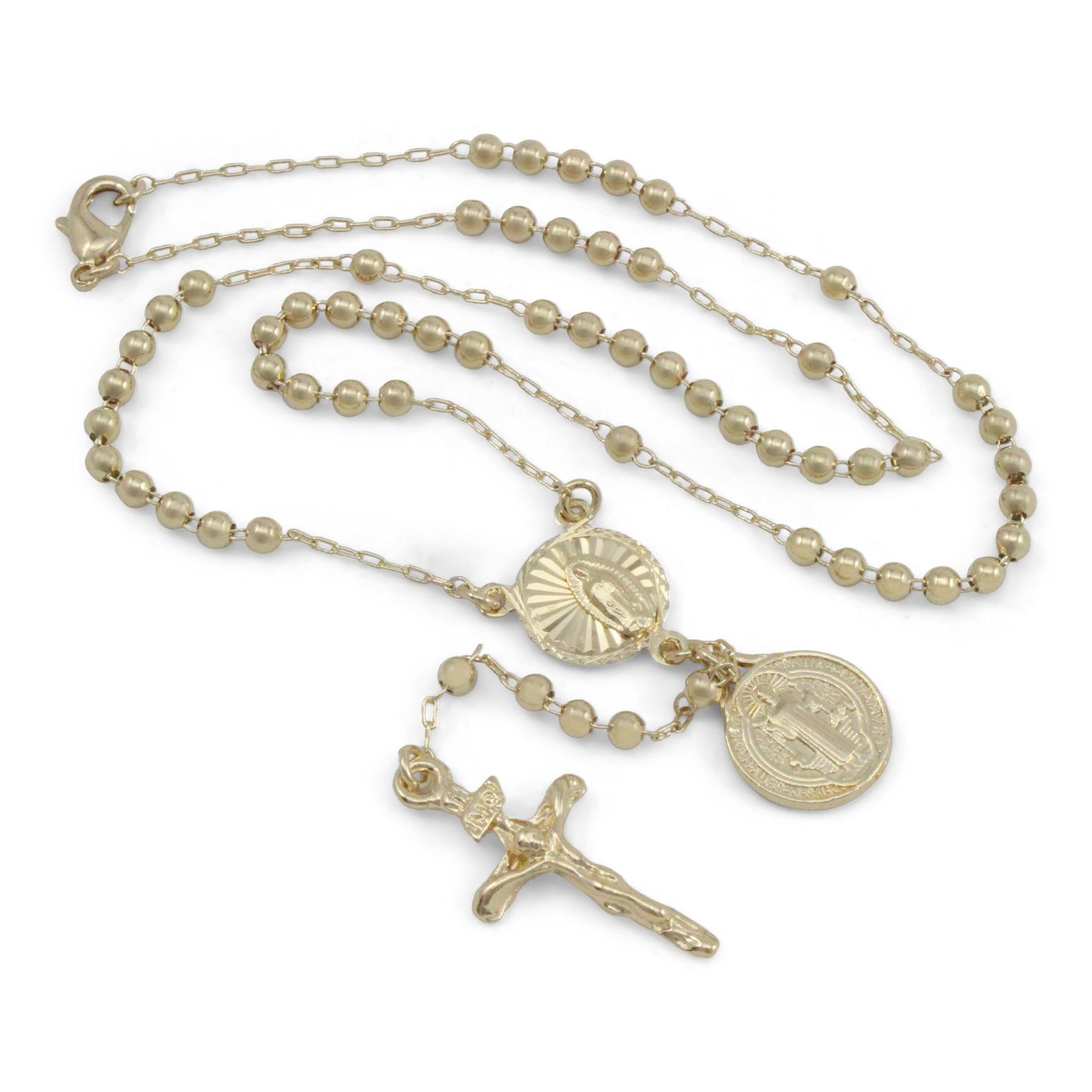 Rosario de San Benito en chapa de oro 14K