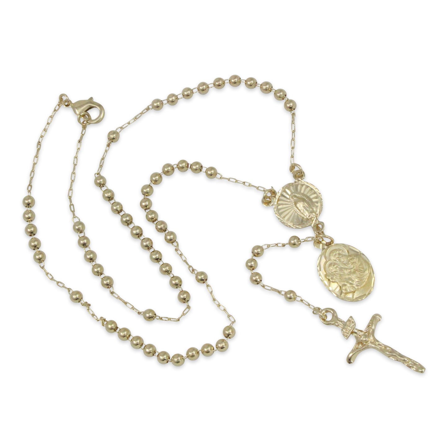 Rosario San José y Virgen de Guadalupe chapa de oro