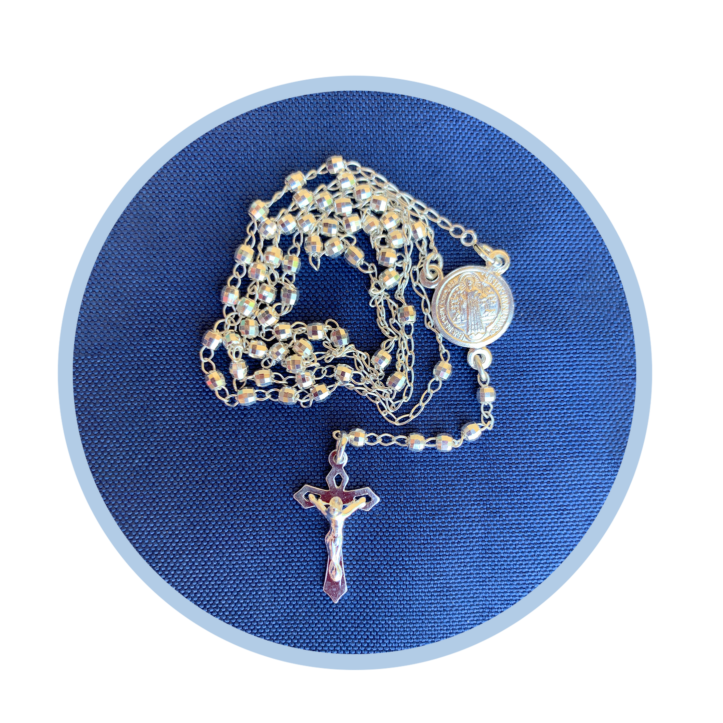 Rosario de San Benito en plata