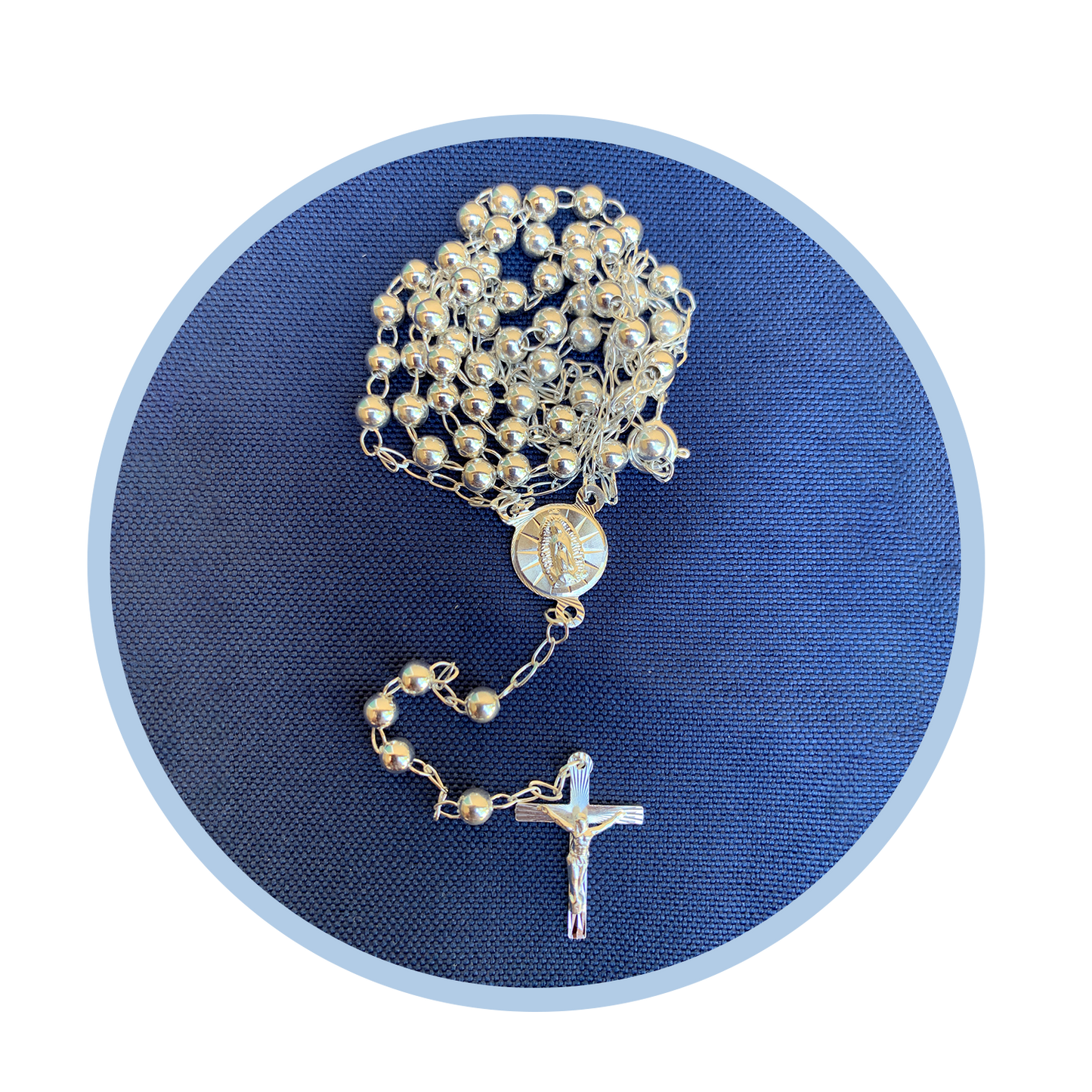 Rosario de la Virgen de Guadalupe en plata