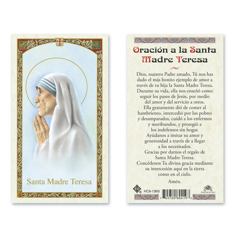 En Santa Maria del Monte nuestra meta es evangelizar y nuestros productos nos ayudan a hacerlo, por eso te presentamos esta estampita de la Madre Teresa de Calcuta en nuestra sección de oraciones, novenas y devociones. Disfrútala y ayúdanos a llevar el mens