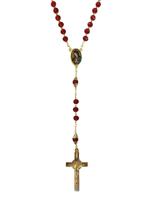 Rosario cristalino rojo