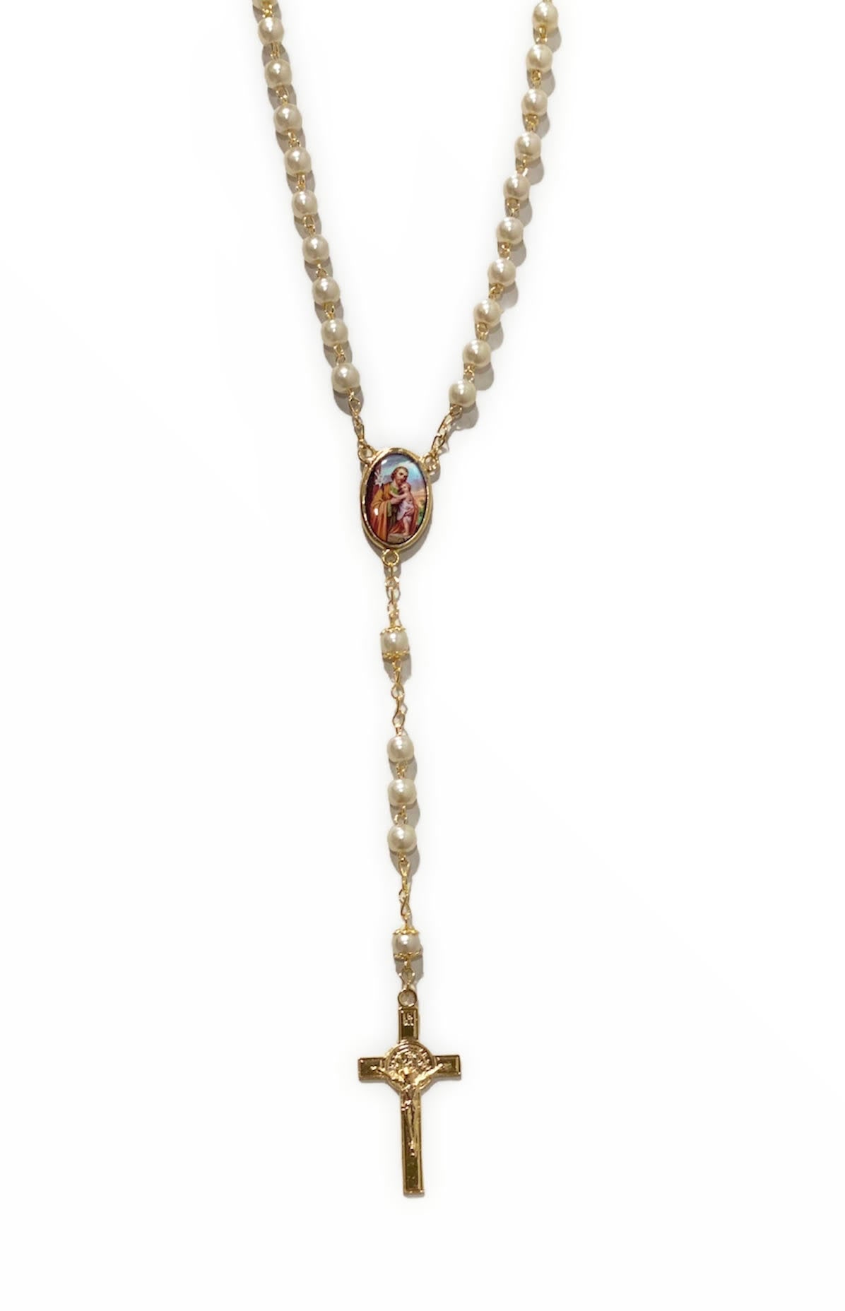 Rosario de perla con medalla de San José