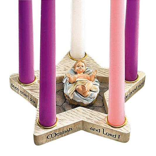 Base para velas de adviento con niño Jesús