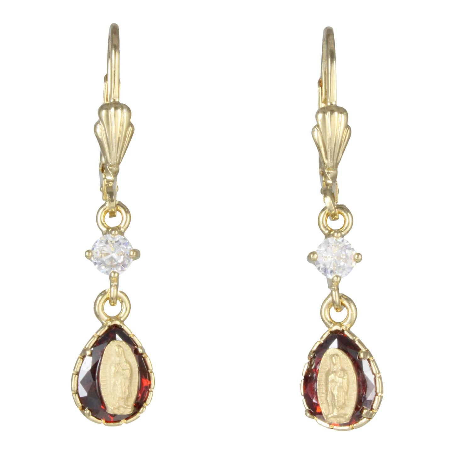 Aretes de la Virgen de Guadalupe piedra roja
