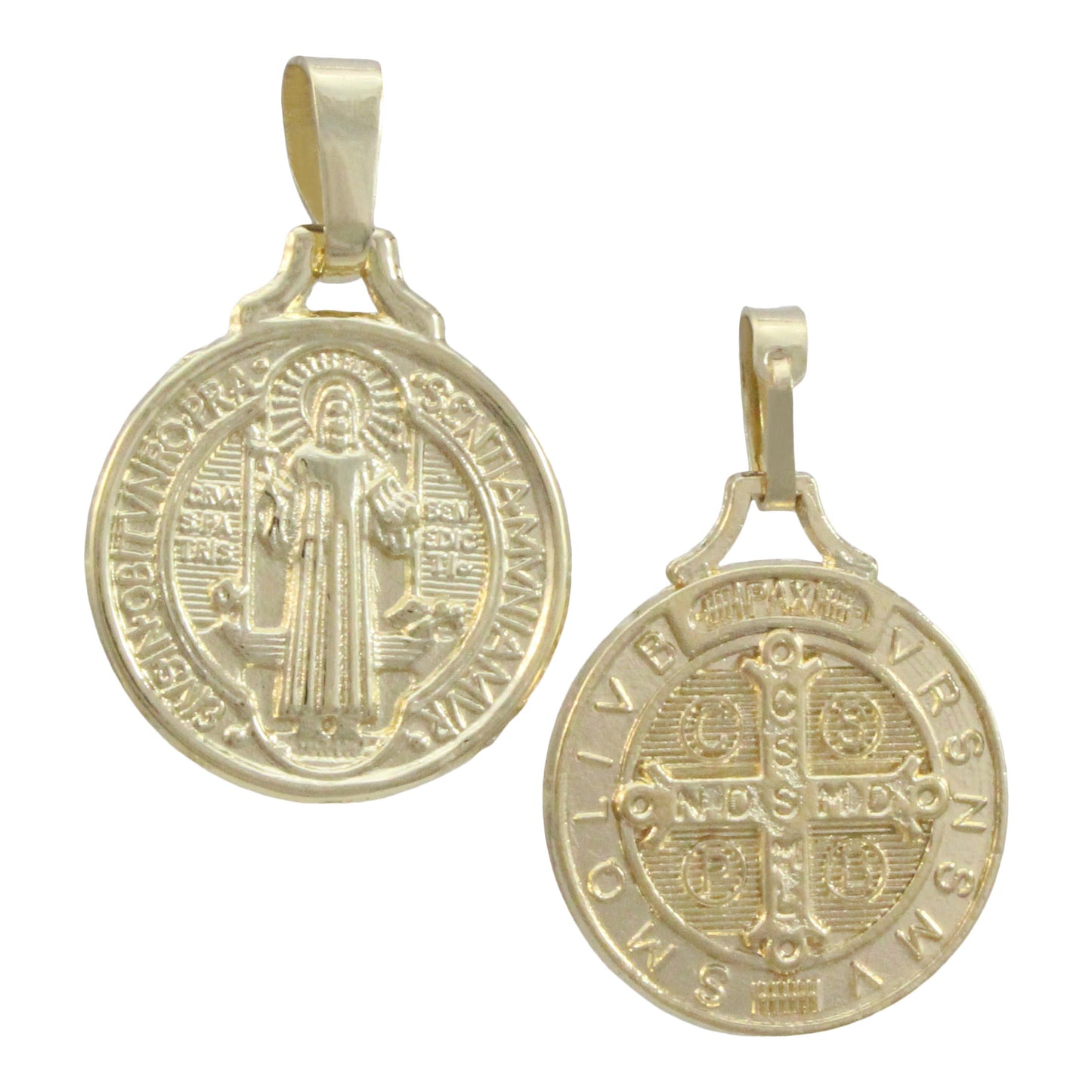Medalla de San Benito en chapa de oro 14K con cadena
