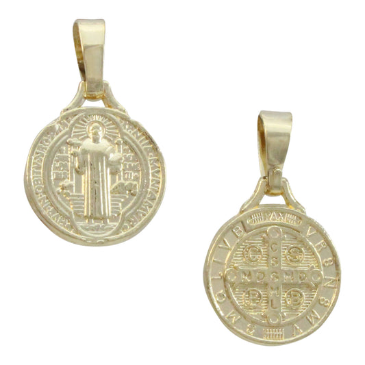 Medalla de San Benito en chapa de oro 14K con cadena