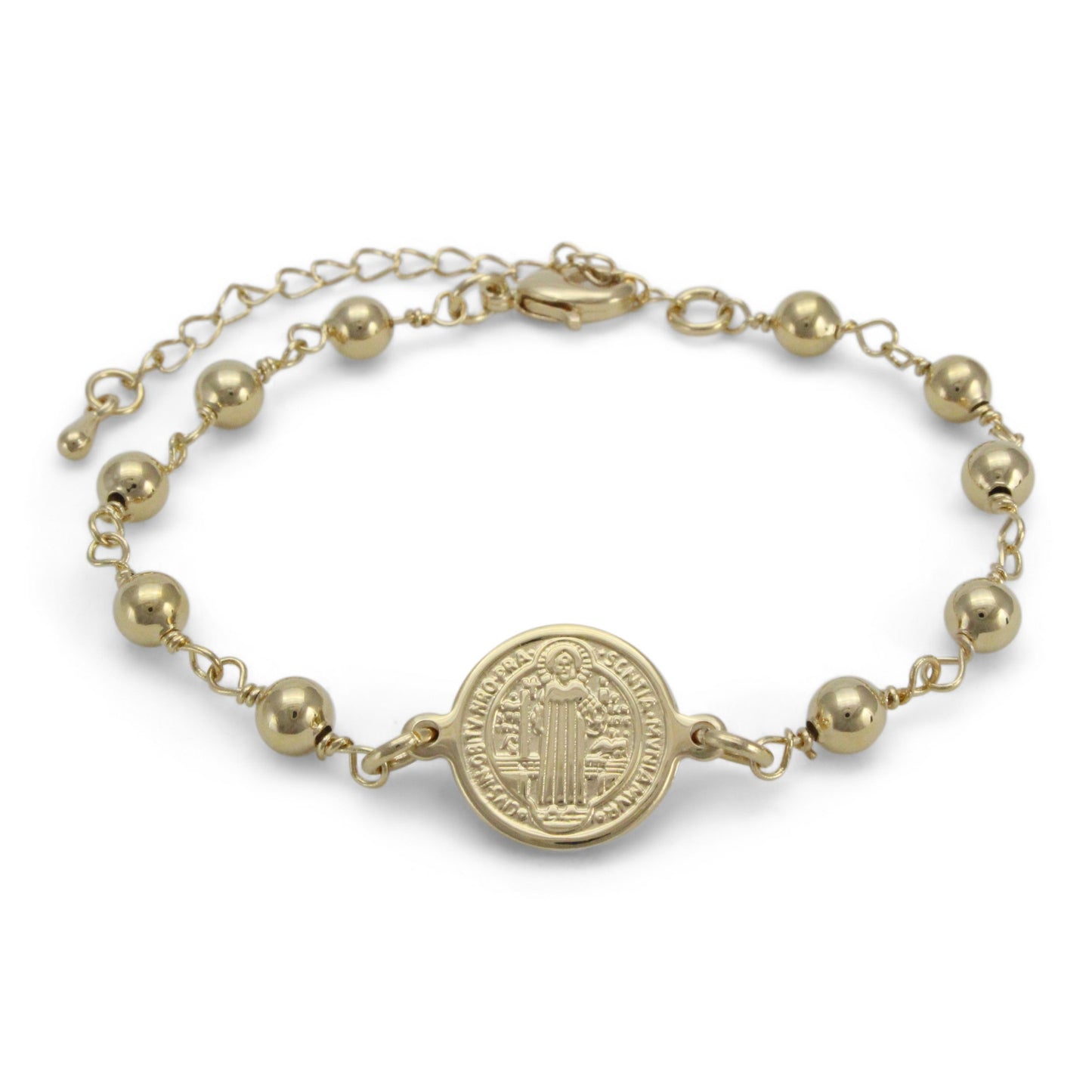 Pulsera  de San Benito en chapa de oro 14K