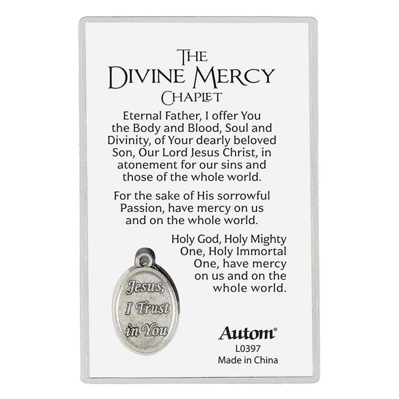 Divine Mercy Holy Card with Medal