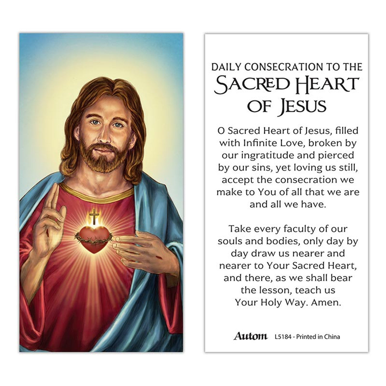 Colgante Sagrado Corazón/Inmaculado Corazón con Tarjeta Sagrada