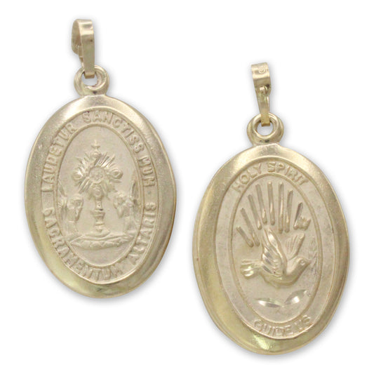 Medalla Espiritu Santo en chapa de oro 14K con cadena