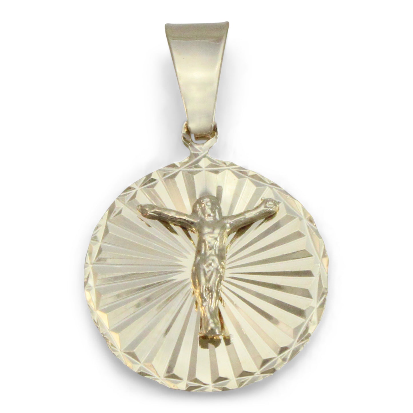 Medalla de Cristo en chapa de oro 14K con cadena
