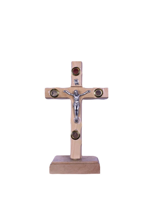 Crucifijo 4 elementos/ Jerusalem 16 Cms con base