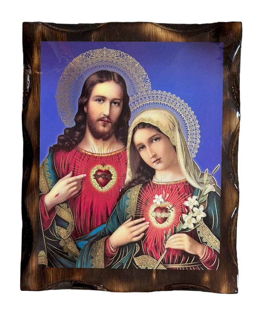 Cuadro liso Corazón de Jesús y María 8 x 10