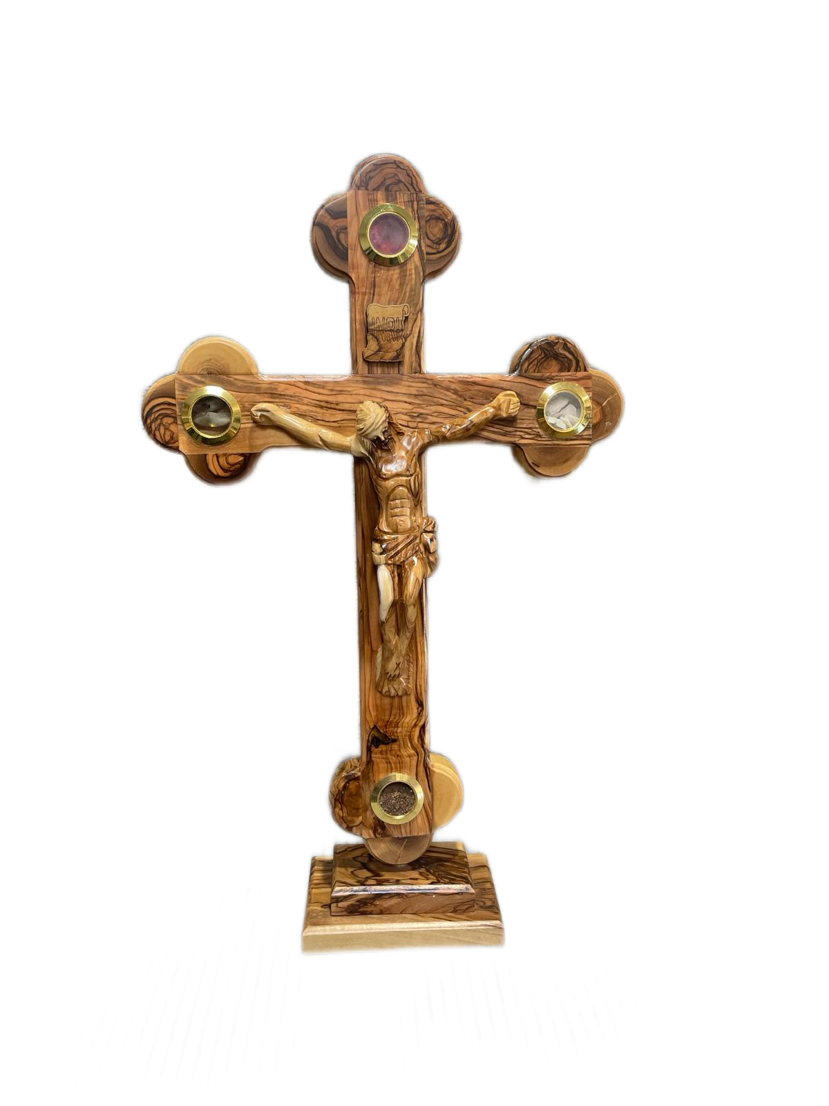 Crucifijo Ortodoxo 4 elementos de Jerusalem /Con base