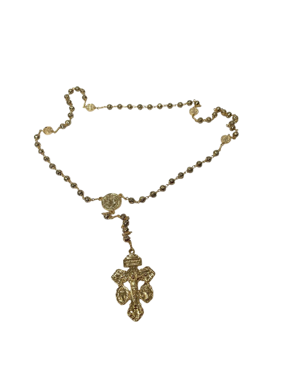 Rosario de San Benito con medalla del perdón dorado