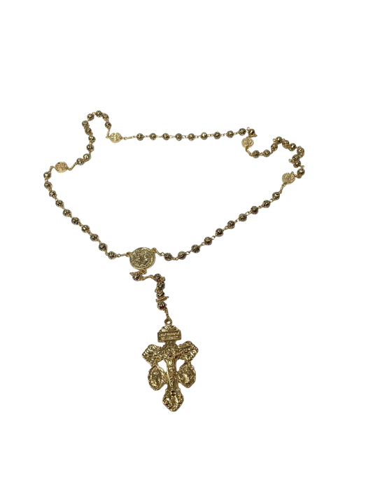 Rosario de San Benito con medalla del perdón dorado