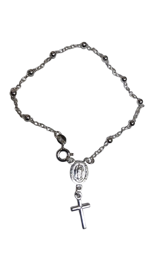 Bracelete de plata con Medalla Virgen de Guadalupe