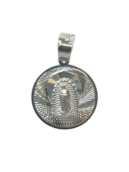Medalla de la Virgen de Guadalupe en plata con cadena
