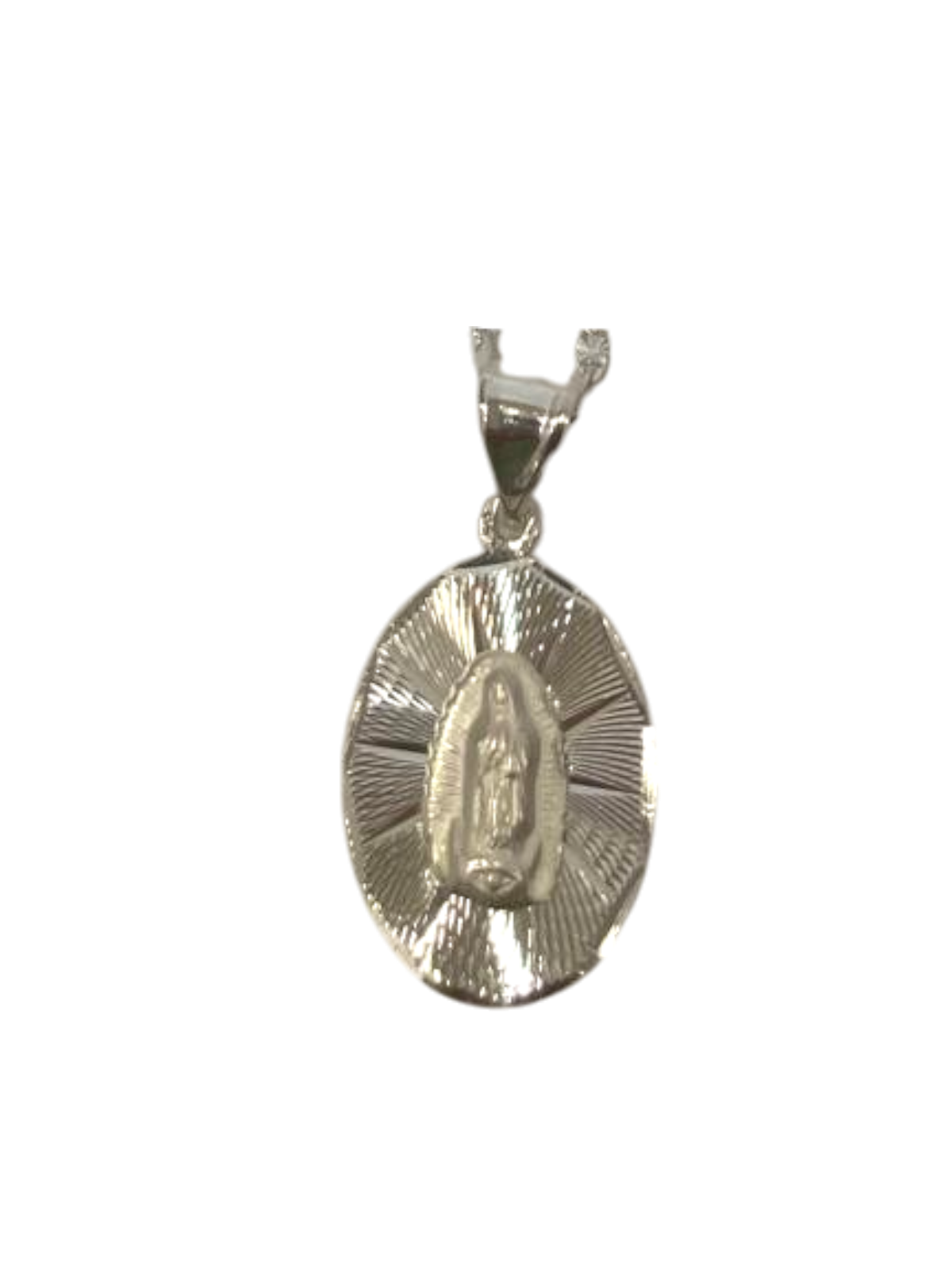 Medalla de la Virgen de Guadalupe en plata con cadena