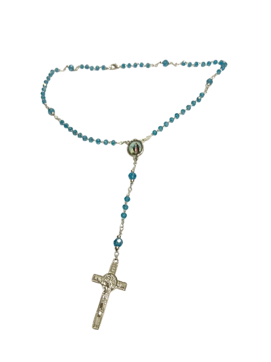 Rosario de cadena de la Virgen Milagrosa color plateado