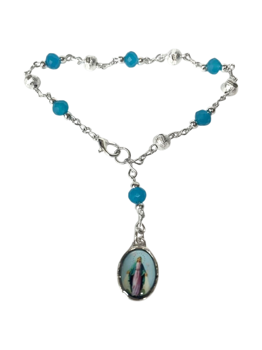 Pulsera Cristal con medalla Virgen Milagrosa