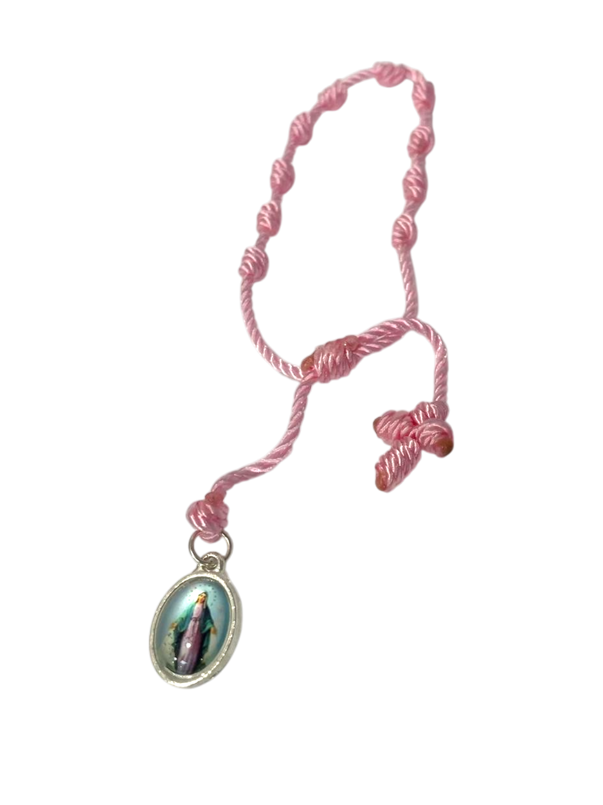 Pulsera de rosario Virgen Milagrosa rosa